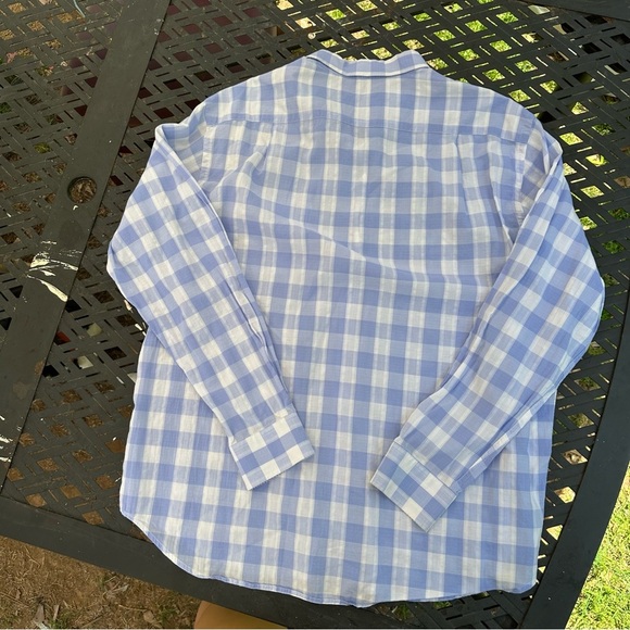 J. McLaughlin Blue And White Plaid Men’s Large Button Down Shirt Long Sleeves - Picture 7 of 8